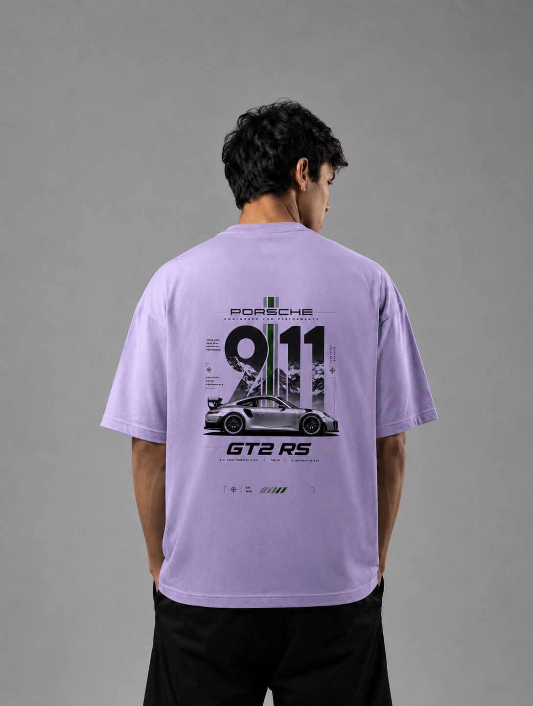 sakinor porsche 911 gt2 rs oversized lavender t shirt