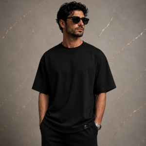 Home plain black oversized t shirt