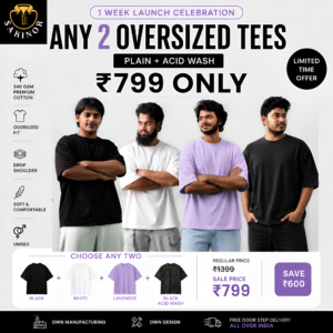 sakinor plain drop shoulder t shirt combo (any 2 for ₹799)
