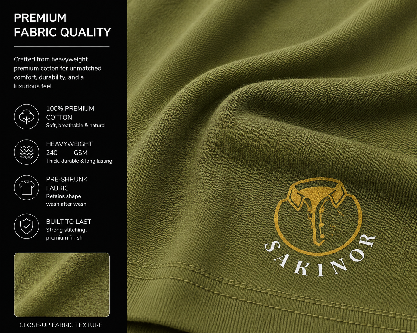sakinor plain oversized t shirt – army green