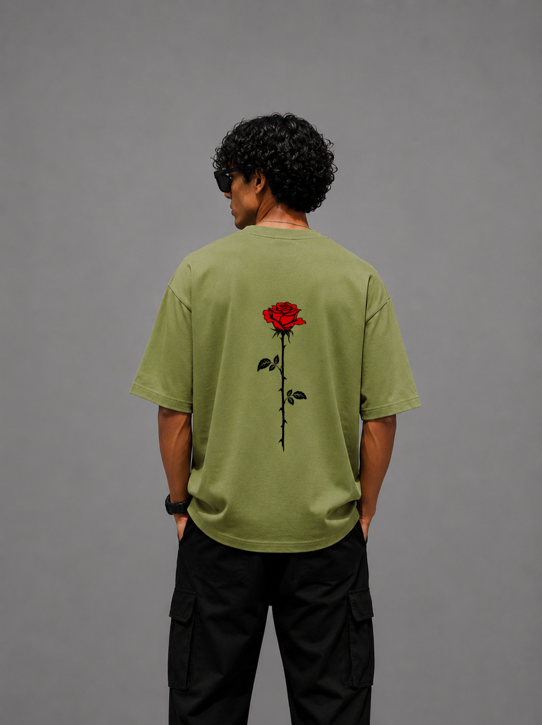 sakinor forever rose army green oversized t shirt