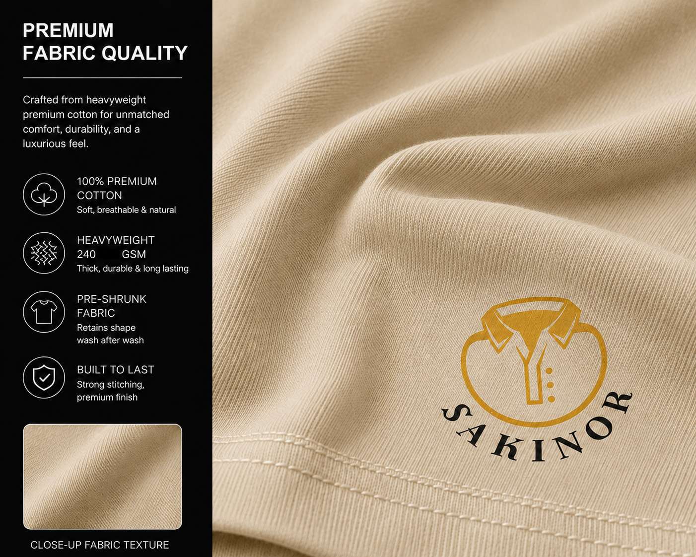 sakinor plain oversized t shirt – biege